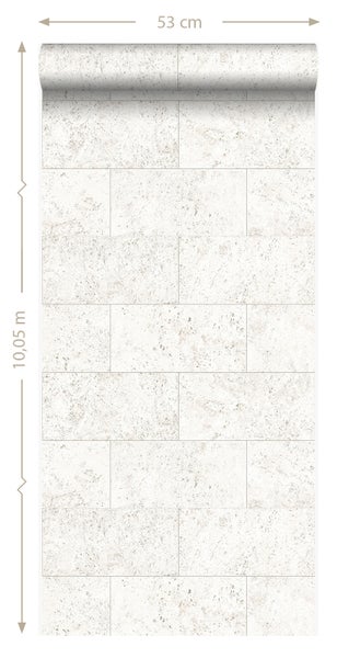 Origin Wallcoverings Tapete Stein-Optik Crême-Weiß - 53 cm x 10.05 m - 347580