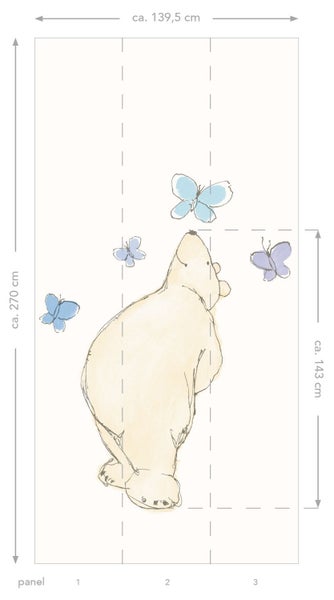 ESTAhome Fototapete Bär Beige, Blau und Lila - 139,5 cm x 270 cm - 157321