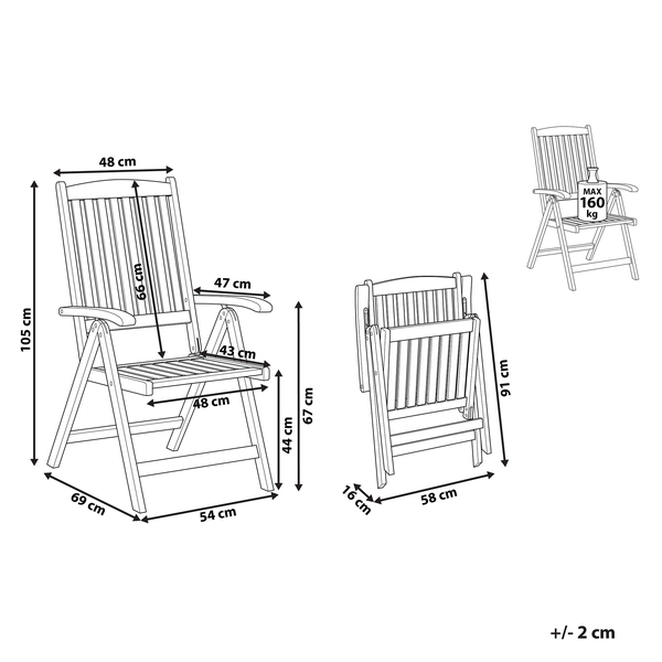 Gartenstuhl AMANTEA Akazienholz Dunkelbraun