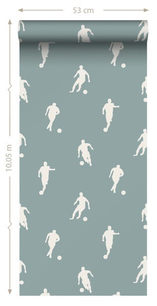 ESTAhome Tapete Fußballspieler Graublau - 53 cm x 10.05 m - 139506