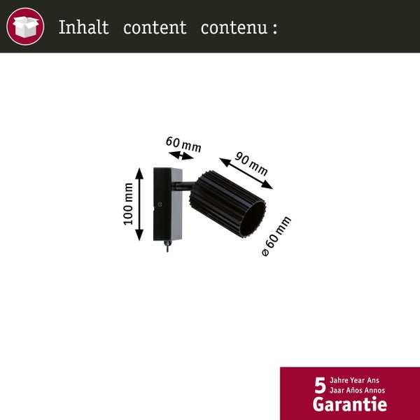 Abmessungen einer schwarzen Wandleuchte