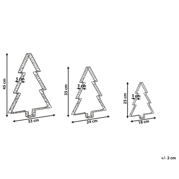 Dekorative Weihnachtsbäume aus Draht in verschiedenen Größen