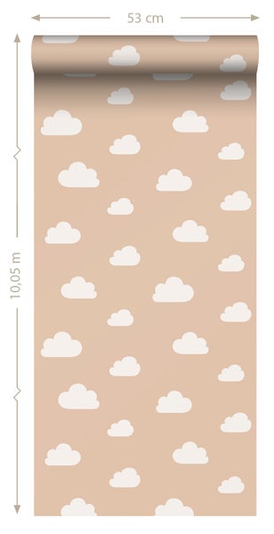 ESTAhome Tapete kleine Wolken Terrakotta - 53 cm x 10.05 m - 139561