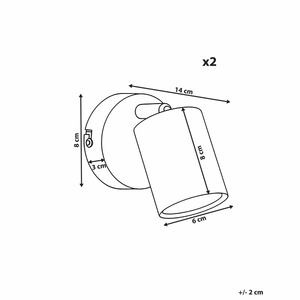 Technische Zeichnung einer Wandleuchte mit Maßangaben