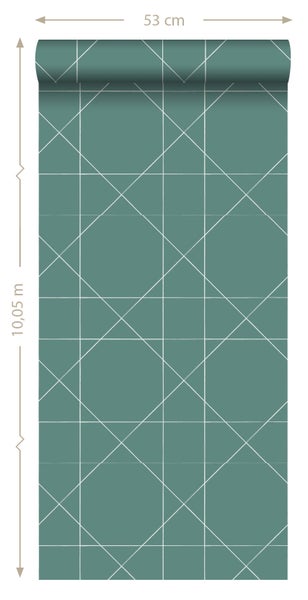 ESTAhome Tapete grafische Linien Seegrün - 53 cm x 10.05 m - 139092