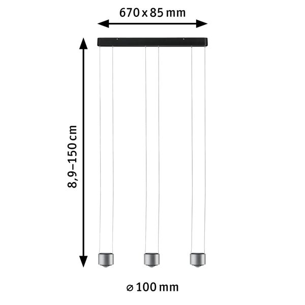 LED Pendelleuchte Aldan 2700K 450lm / 450lm 3x4,8W / 3x4,4W Schwarz, Alu gebürstet dimmbar
