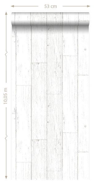 Origin Wallcoverings Tapete Holz-optik Elfenbeinweiß - 53 cm x 10.05 m - 347551