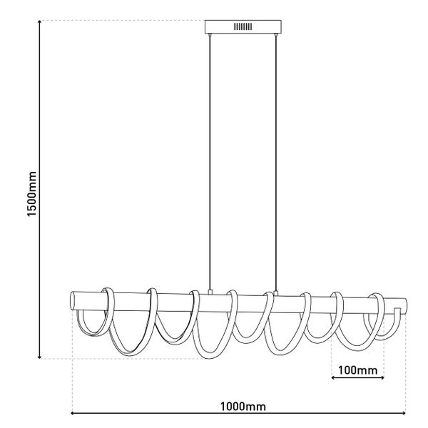 LED Pendelleuchte BELLEZA, moderne Pendellampe aus  Metall und Kunststoff Schwarz, Gold und Weiß, mit fest verbauten LEDs, 100 cm lang. Die ideale Beleuchtung für Wohnzimmer, Esszimmer oder Küche.