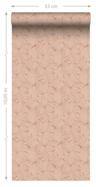 ESTAhome Tapete gezeichnete Blätter Terrakotta - 50 x 900 cm - 139496