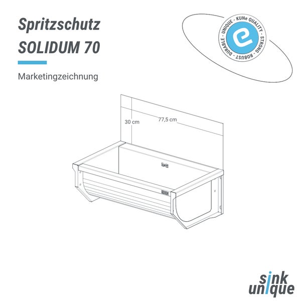 Solidum 70 Spritzschutz technische Zeichnung mit Maßangaben