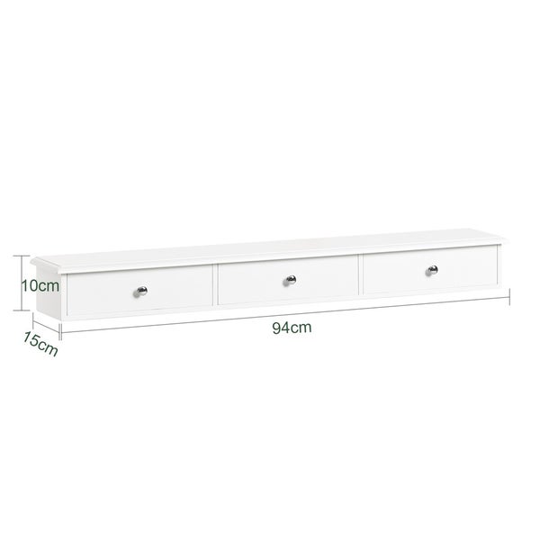 Wandregal mit drei Schubladen, 94 x 15 x 10 cm