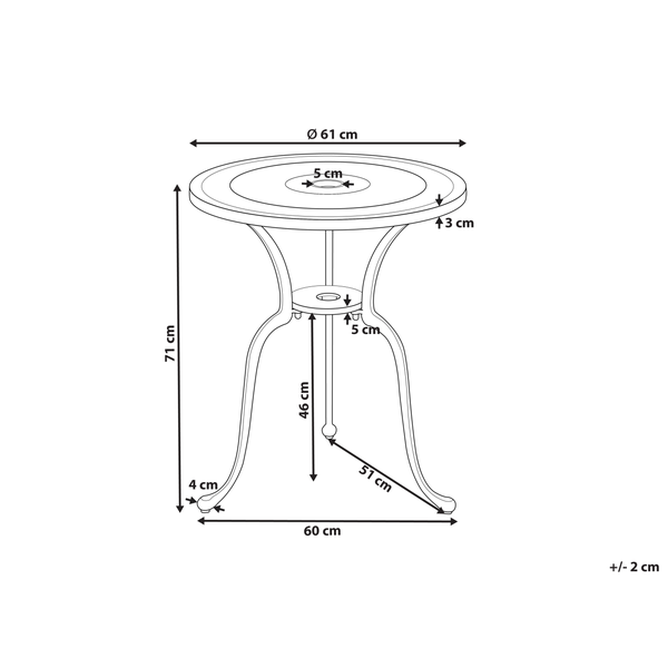 Outdoor Bistrotisch DASCIO 61 cm 61 cm Metall Cremeweiß