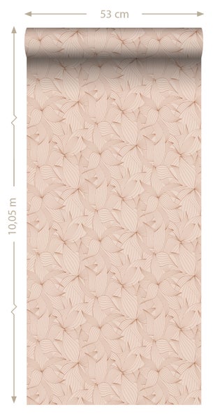 ESTAhome Tapete gezeichnete Blätter Rosa - 50 x 900 cm - 139495