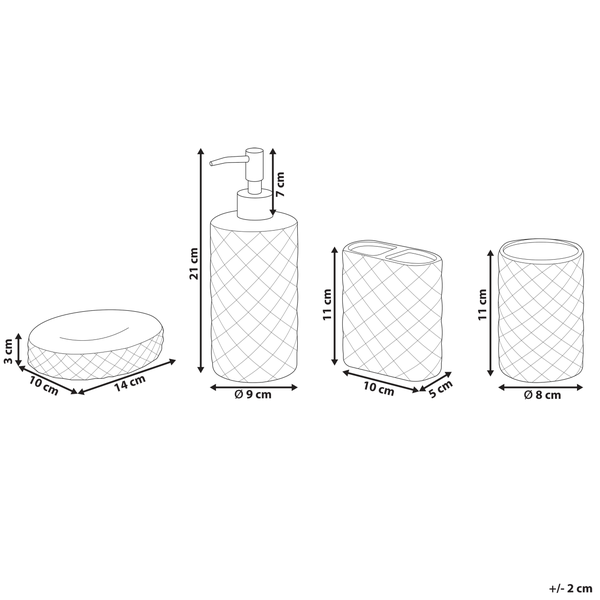 Badaccessoires Set 4-teilig GUATIRE Keramik Türkis