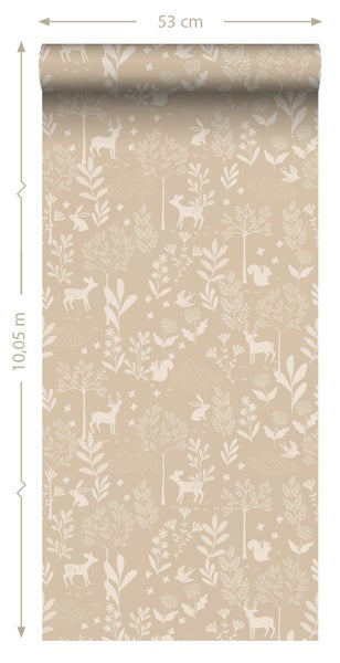 ESTAhome Tapete Wald mit Waldtieren Beige - 53 cm x 10.05 m - 139757