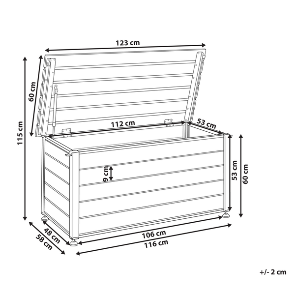 Aufbewahrungsbox CAMPALTO Metall 123 cm 60 cm Dunkelbraun