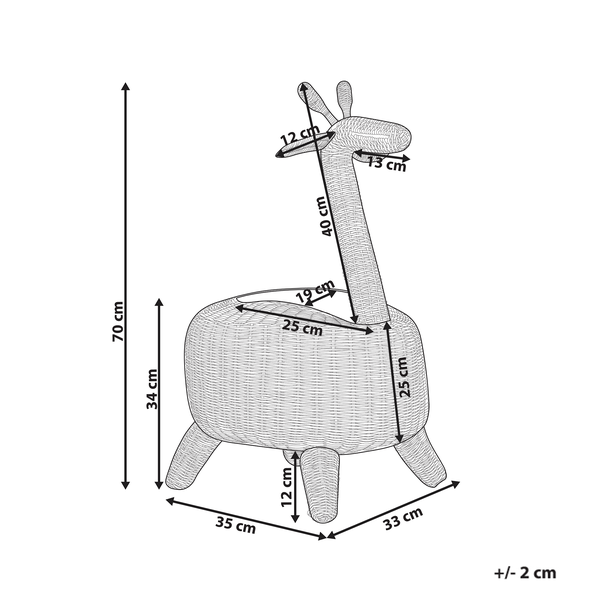 Abmessungen des Giraffen-Kinderhockers