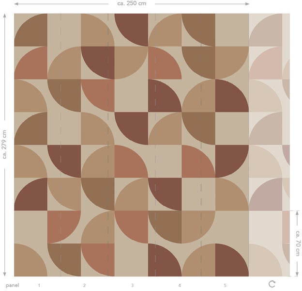 ESTAhome Fototapete geometrische Formen Beige, Rosa und Dunkelrot - 2.5 x 2.79 m - 159390