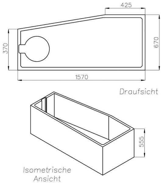 Calmwaters® Wannenträger 160 x 70 cm Essential Small, Passend für Eck-Badewanne 160x70 cm, Rechte Ausführung, Styroporträger, Schall- und wärmedämmend, Direkt verfliesbar, Weiß, 03AX4978
