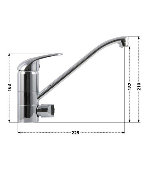 aquaSu® Niederdruck Küchenarmatur mit Geräteanschluss, Wasserhahn Küche Niederdruck, Spültischarmatur , Einhebelmischer Spüle mit Ringgriff, Keramikkartusche mit Wassersparfunktion, Chrom, 772006