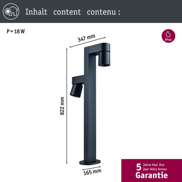 Abmessungen der Gartenleuchte