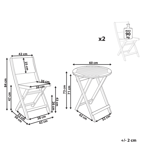 Bistro Set klappbar PROSSEDI Akazienholz Grün