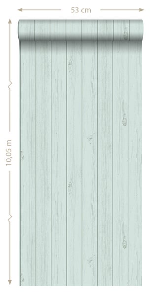 ESTAhome Tapete Holz-Optik Pastell Mintgrün - 53 cm x 10.05 m - 128851