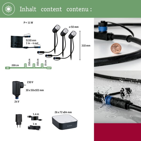 Plug & Shine Starterset Smart Home smik Gateway + LED Gartenstrahler Pike Basisset RGBW+