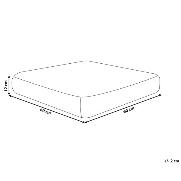 Abbildung mit Maßangaben: 60 cm x 60 cm, Höhe 12 cm