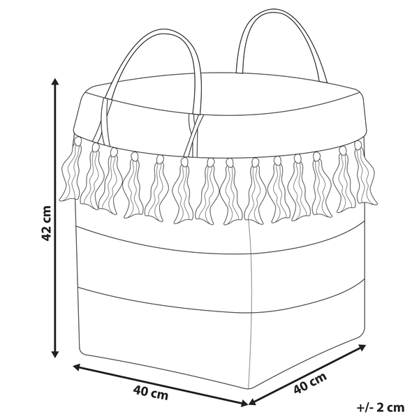Quadratischer Korb mit Griffen, 40 mal 40 mal 42 Zentimeter