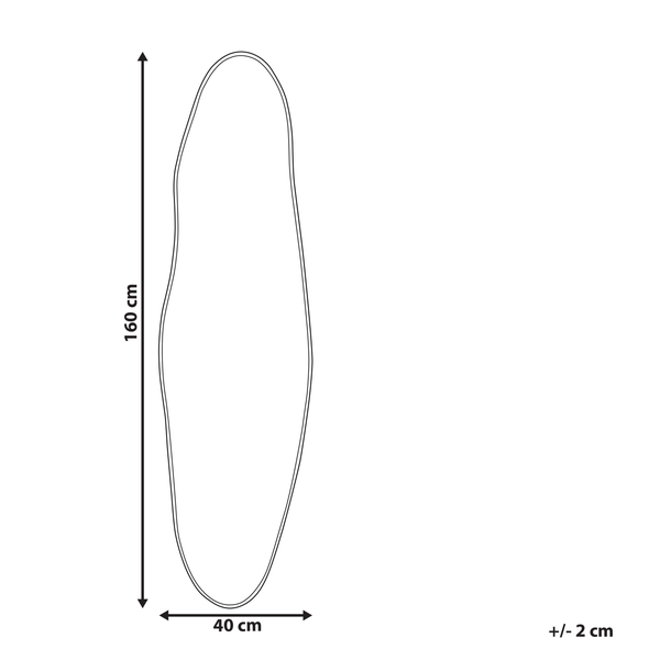 Diagramm eines Spiegels mit den Maßen 160 cm x 40 cm