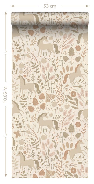 ESTAhome Tapete Einhörner Beige und Terrakottarosa - 53 cm x 10.05 m - 139806