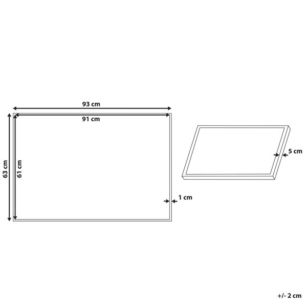 Produktzeichnung mit Maßangaben 93 cm x 63 cm