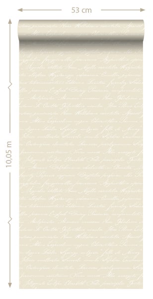 ESTAhome Tapete handgeschriebene lateinische Blumennamen Beige - 53 cm x 10.05 m - 128033