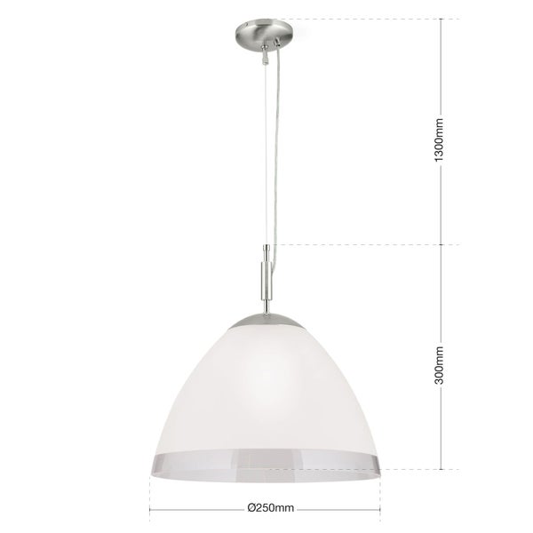 Hängeleuchte Opaldesign aus Messing Klar-mattes Glas Silber