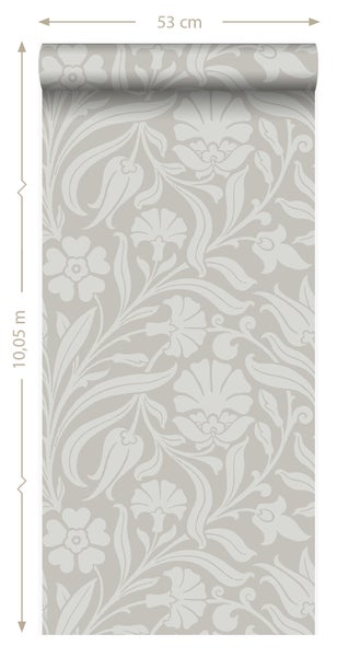 Origin Wallcoverings Tapete Blumen Grau - 53 cm x 10.05 m - 346636
