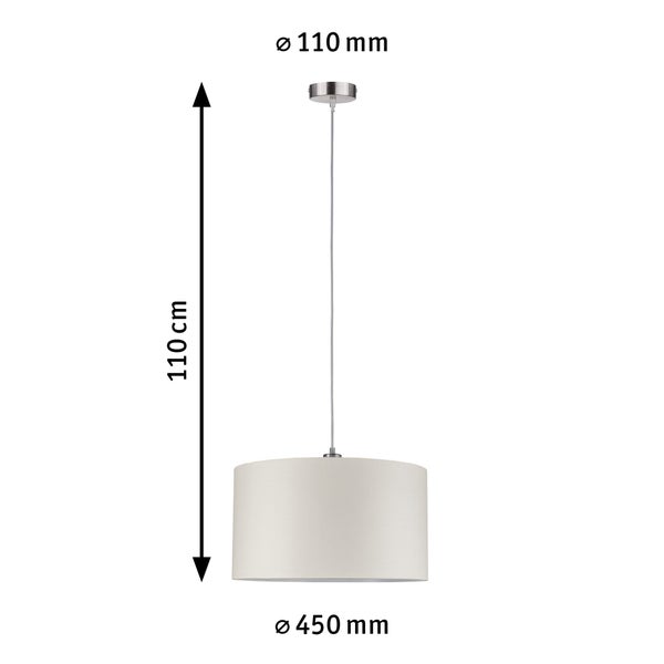 Pendelleuchte Tessa E27 max. 60W Creme, Eisen gebürstet dimmbar