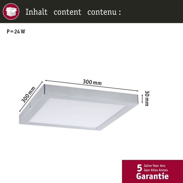 LED Panel Abia eckig 300x300mm 22W 2000lm 4000K Chrom matt