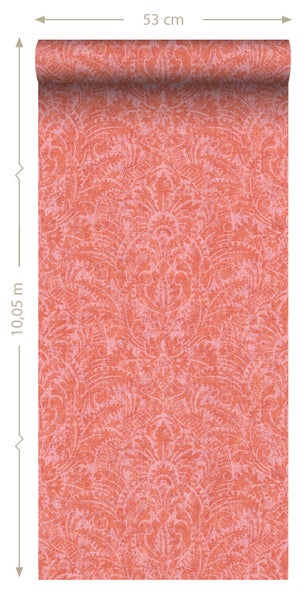 ESTAhome Tapete Ornamente Korallenrot - 50 x 900 cm - 131618