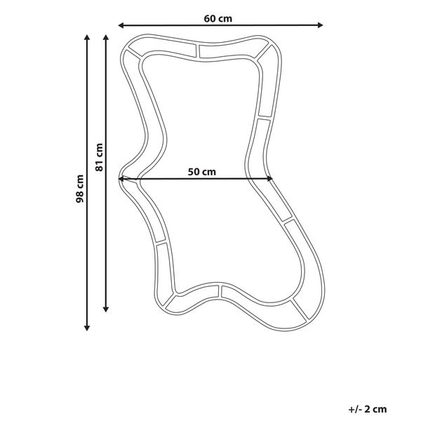 Abbildung mit Maßangaben zu einem Spiegel