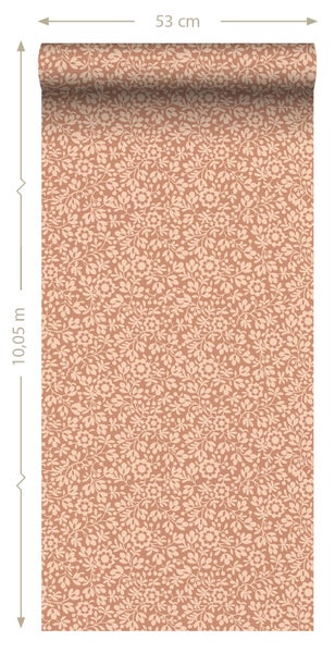 ESTAhome Tapete Blumen Terrakotta - 50 x 900 cm - 131670