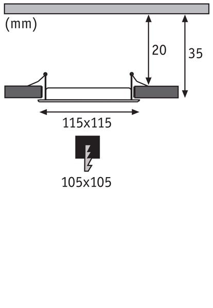 LED Einbaupanel IP44 eckig 115x115mm 6W 390lm 4000K Chrom matt
