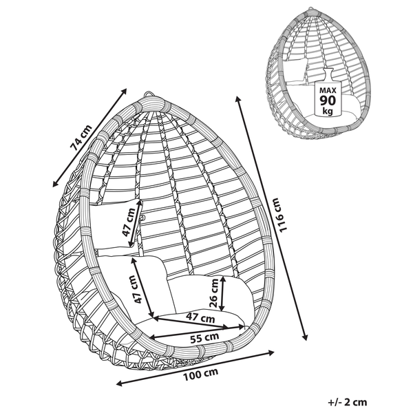 Hängesessel TOLLO Polyrattan Schwarz