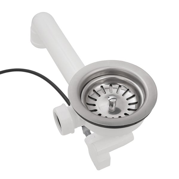 Calmwaters® Siebkorbventil für Küchenspülen | mit Bowdenzug und Überlauf | Gewinde unten in 1 1/2 | Raumsparablaufbogen | Ø 114 mm | Chrom | 31PM3125
