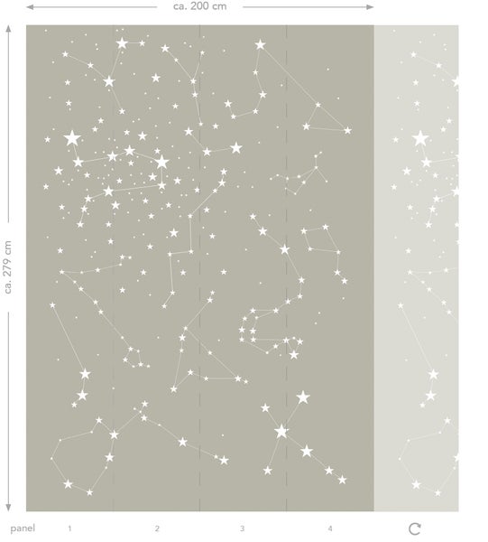 ESTAhome Fototapete sternenklare Nacht Taupe - 200 x 279 cm - 158705