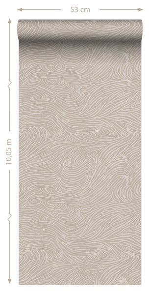 ESTAhome Tapete 3d Wellenförmige Linien Taupe - 50 x 900 cm - 139661