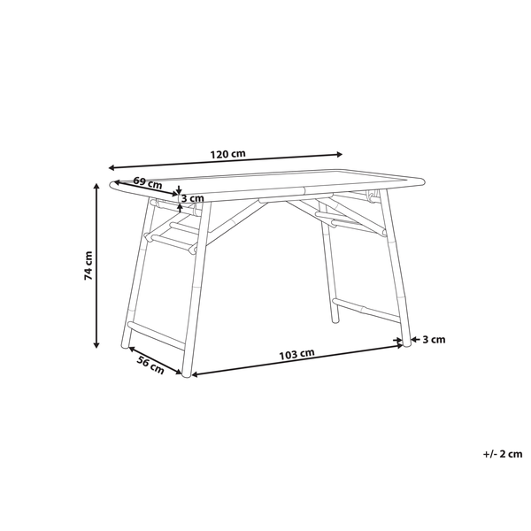 Gartentisch MOLISE 120 cm 69 cm Bambusholz Hellbraun
