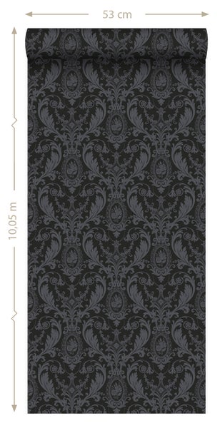Origin Wallcoverings Tapete Ornamente Schwarz - 53 cm x 10.05 m - 346218