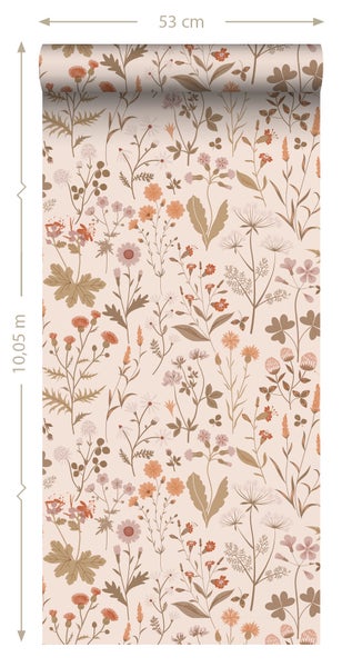 ESTAhome Tapete Feldblumen Beige - 53 cm x 10.05 m - 139596