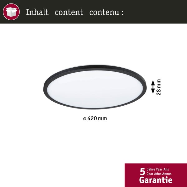 LED Panel 3-Step-Dim Atria Shine Backlight rund 420mm 22W 2300lm 4000K Schwarz dimmbar